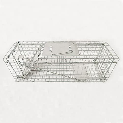 Collapsible Humane Live Animal Cage Trap No-Kill Trapping Kit For Humane Catch Release Rodent Small Cat, Rabbits, Squirrel, Opossum, Squire, Raccoon, All Fit Sized Small Animals, 2-Door 24"X8.5"X7.5" #TOP5
