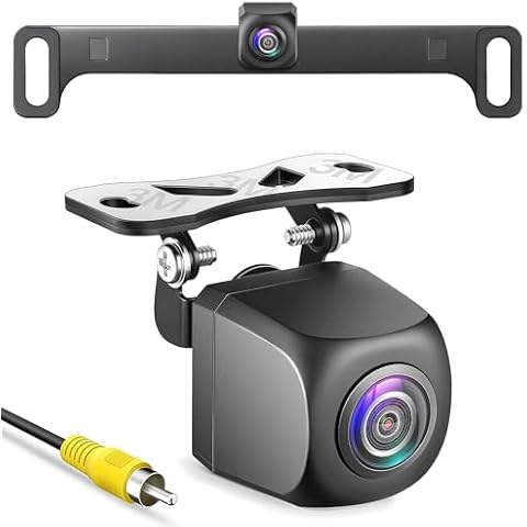 PixelMan Back Up Camera, AHD 1080P Excellent Night Vision Wide Angle, Upgraded Stainless Steel License Plate Backup Camera, IP69 Waterproof Metal Housing, Universal Rear View Reverse Camera for Car Cover