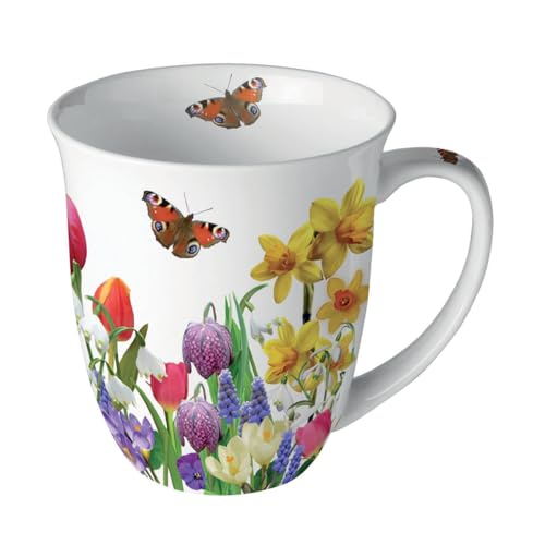Ambiente Tasse Porzellan Jumbotasse Kaffee/Teetasse 400 ml Frühling...