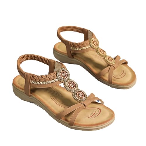 Sandals for Women Dressy Flat Comfortable Toe Ring Bohemian Beaded Summer Beach sandal