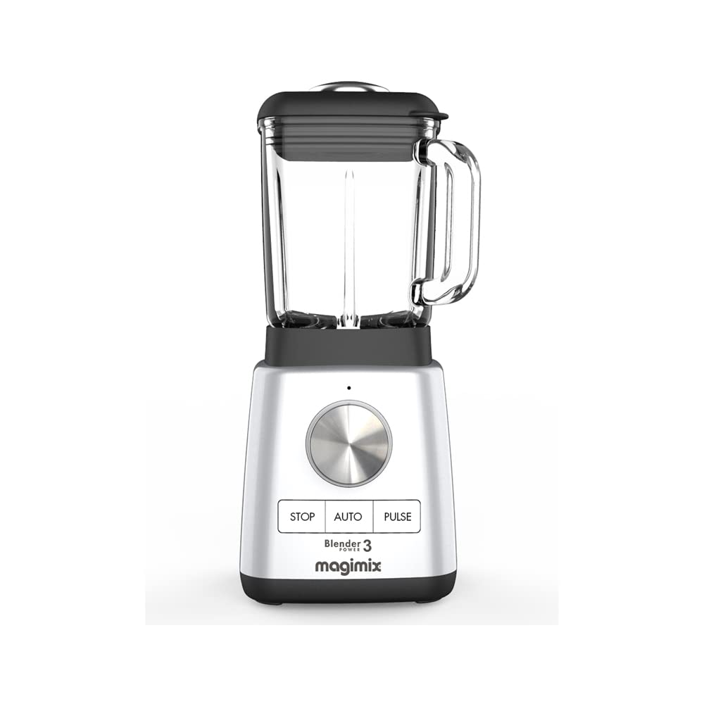 Magimix Blender Mixeur Professionnel - Hachoir, Blender pour Smoothie, Mixeur Soupe, Hachoir Blender Multifonction - Bol en verre (Chrome, 3)