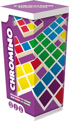 Asmodee Chromino Tischspiel (mehrsprachige Ausgabe) – buntes Domino-Strategiespiel, lustiges und pädagogisches Familienspiel für Kinder und Erwachsene, ab 6 Jahren, 1–8 Spieler, 30 Minuten Spielzeit