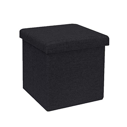 Image of ABTRIX WITH AB Fabric Folding Organizer Storage Ottoman Bench Footrest Stool Coffee Table Cube,Camping Fishing Toys Chest Stool,Quick&Easy Assembly,22L Capacity,Padded (30X30X30 Cm,Black)