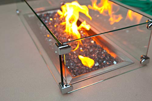 Hiland Aws-Rt30 Fire Pit Glass Wind Screen, Rectangular, Clear #TOP4