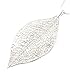 NLCAC Filigree Leaf Pedant Necklace Snake Chain Gorgeous Hollow Leaf Necklace Bohemian Jewelry for Women (Silver Tone)