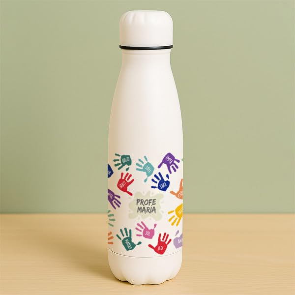 Transparent Gift Botellas Personalizadas con Nombres y Texto. Regalos Originales para Profesores y Profesoras. Botella de Agua de Regalo Fin de Curso. (manosprofes)