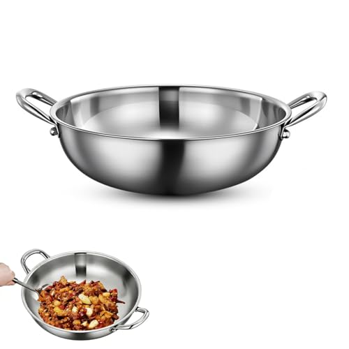 Wok de acero inoxidable sin revestimiento, 13.38 in miniatura 1