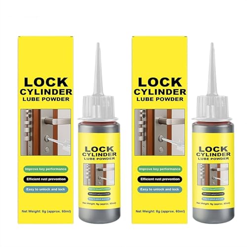 Graphite Lubricant Powder, Lock Cylinder Lube Powder with No Dust, Home Products for Window Guides, Car Locks, Bearings, Keys, Door Guides & Anti-Theft Door Lock Hinge (2 Pcs)