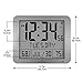 MARATHON Slim Atomic Wall Clock, Graphite Gray - Large 10-Inch Full Calendar Display with Indoor/Outdoor Temperature. AM/PM or 24-Hour Format, 7 Time Zones - Four AA Batteries Included