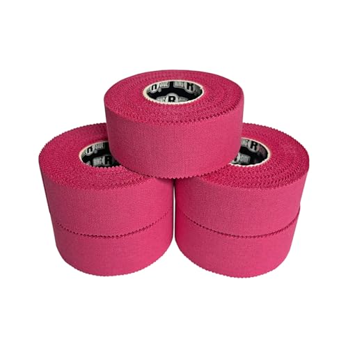 Image of Ringside 1 inch Athletic Trainers Tape, Cotton Kinesiology Tape for Combat Sports, Adhesive, 30 Foot Rolls, Hot Pink, 5 Pack