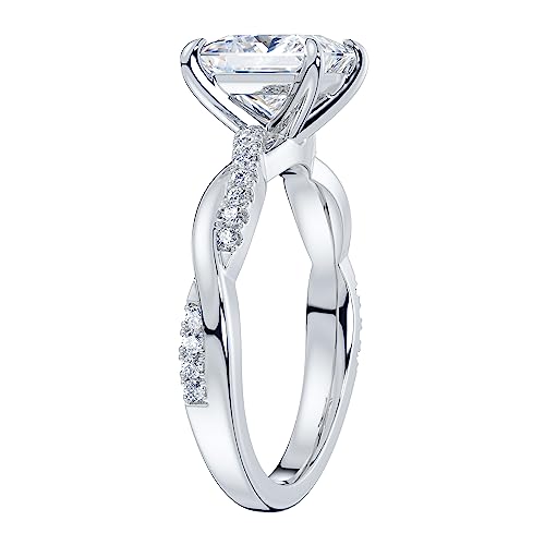 THELANDA Sterling Silver 4-Prong Petite Twisted Vine 2CT Princess Cut Genuine Moissanite Engagement Ring Promise Ring4