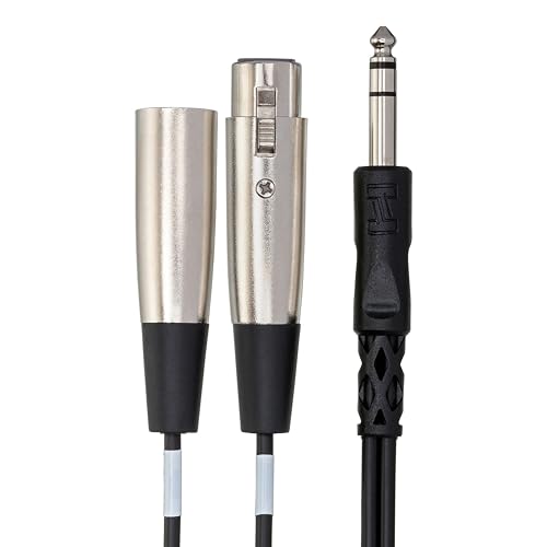 Câble insert Hosa stéréo 1/4" vers double XLR M et F de 4m pour routage audio analogique