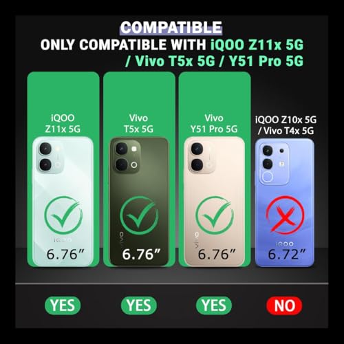 Image of Fashionury Clear Back Cover Case for Vivo T5x 5G / Vivo Y51 Pro 5G / iQOO Z11x 5G | Anti-Yellow Acrylic Hard Back + Soft TPU Bumper | Shockproof 360 Protection | Slim Transparent Bumper Case (Clear)