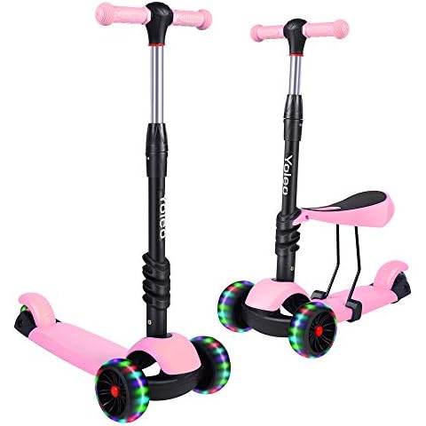 YOLEO Kids 3-in-1 Kick Scooter with Seat Cover
