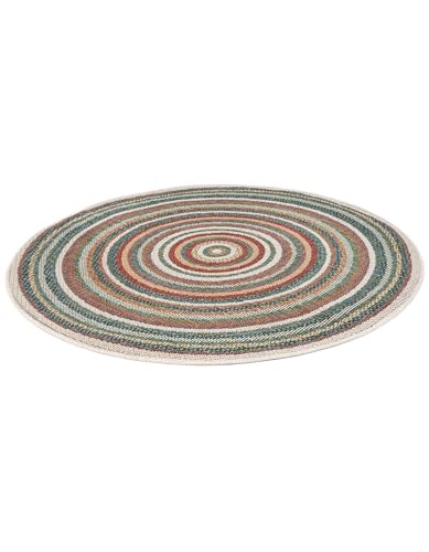 Tapete redondo 4' colección Baja Rugs.com multicolor miniatura 6
