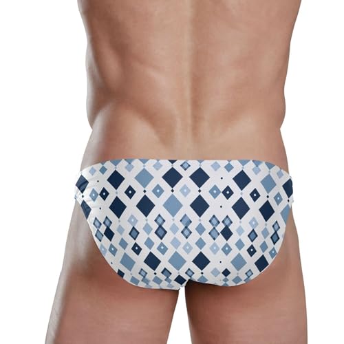 Bule Buffalo Check Plaid Swim Briefs for Men Swimsuit Bikini Swimwear S B04039633