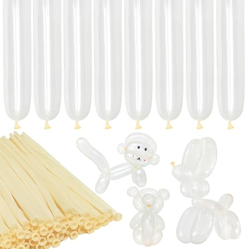 LXZFCRG 260 Balloons Clear Long Skinny Latex Balloon for Balloon Animals, 100Pcs Twisting Ballon Shine for Balloons Arch Party Supplies Weddings Birthday (Clear)