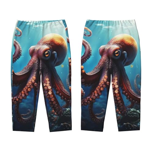 Mens Pajama Pants Soft Pajama Bottom Ocean Animal Octopus Sleep Pant Lounge Pants with Pockets PJ Bottoms