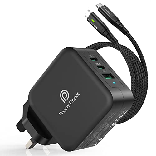 USB C Plug, Fast Charger Plug 100W USB C Charger GaN Charger 3-Port PD PPS QC Wall Power Adapter UK for iPhone 15/14 Pro Max/13 Macbook iPad S23 Ultra Pixel 8/7 Dell XPS with 20V/5A Type C Cable 2M
