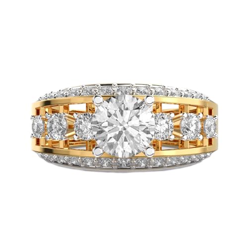 Bague moissanite ronde argent 925 plaqué or bijou de luxe fait main femme LKJR_0329