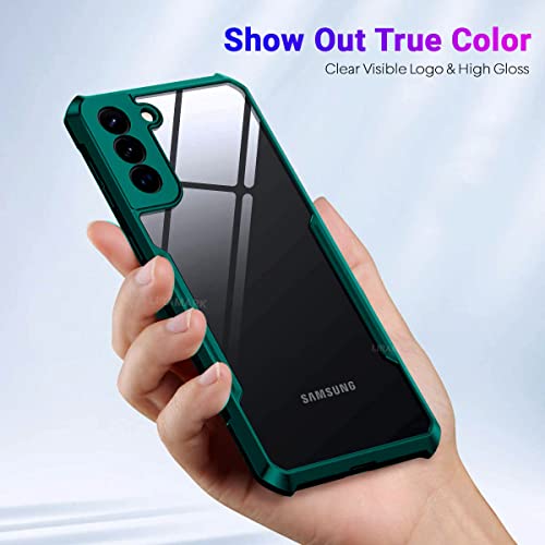 Image of LIRAMARK Transparent Clear Shock Proof Back Cover Case Designed for Samsung Galaxy S22 Plus (Green)
