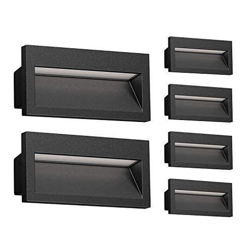 ledscom.de LED Downunder NOLA, Downlight, résistant aux intempéries, IP54, noir mat, 140 x 70mm, blanc chaud, 6 pcs.