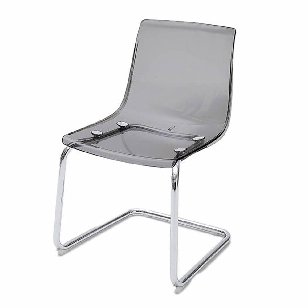 HAEKEBC Clear Dining Chairs - Transparent Acrylic Ghost Kitchen Chair With Silver Metal Legs - Modern Plastic Seating for Weddings, Restaurants, Banquets (Grey)