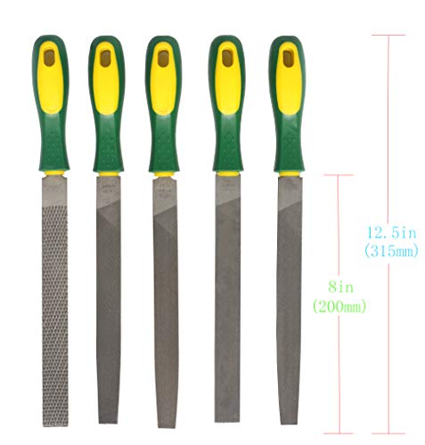 ASNOMY Heavy Duty 8“ Steel File and Rasp Set with Rubber Handles,High Carbon Steel Rasp & Flat Metal File for Wood, Metal, Steel, Plastic - Image 3