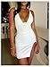 Floerns Women's Deep V Neck Mini Dress Spaghetti Strap Split Concert Outfit Bodycon Dresses White Medium