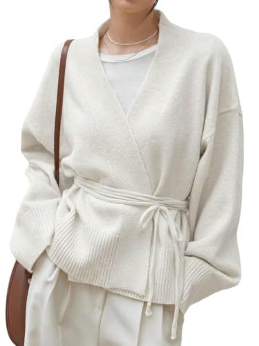 Image of WDIRARA Women's Wrap Long Sleeve Tie Front Cardigan