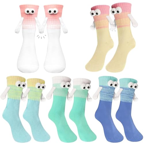 PYEUIFT 5 Piezas Calcetines para Parejas con Las Manos,