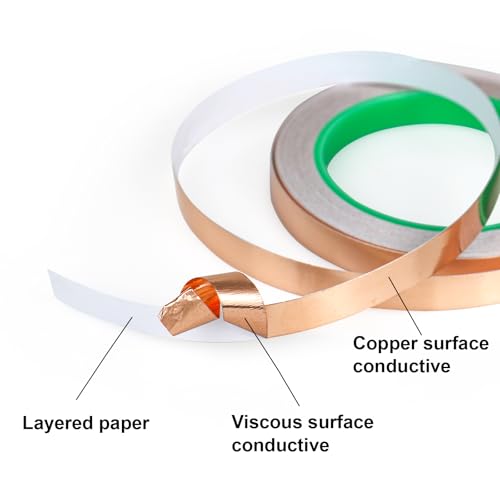 Image of BOMEI PACK 4 Pack Copper Tape with Double-Sided Conductive,1 /2 Inch x 66 Ft,Copper Foil Tape for EMI Shielding Stained Glass Supplies Soldering Electrical Repairs Paper Circuits Grounding