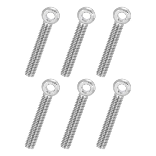 PATIKIL 6 Pz Bullone Ad Occhio Oscillante Spalla M8x50mm, 304 Acciaio Inox Metrico Filettatura Completa Occhio Fisheye Foro Scivoloso Bullone Di Sollevamento Elementi, Tonalità Argento