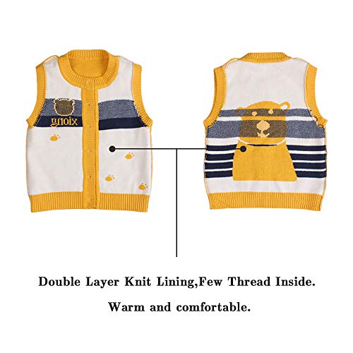 Suéter de bebê urso colete infantil meninos meninas fecho de botão sem manga gola redonda pulôver al