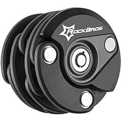 Candado Bici Plegable ROCKBROS Candado Plegable de Bicicleta Cerradura Portátil Alta Seguridad Longitud 65cm con 3 Llaves y Soporte Negro