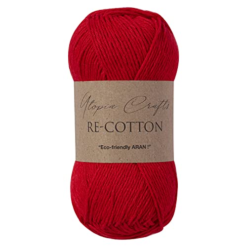 Utopia Crafts Re-Cotton Knitting Yarn, 100g (Scarlet)
