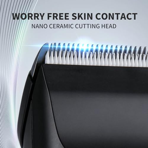 Image of Professional High-Power Hair Clipper for Men, Silent Motor Hair Trimmer, Digital Display, Adjustable Speed & Gears, Ceramic Blade, 4 Limit Combs (3-12mm), 3H Runtime, Quick Charging