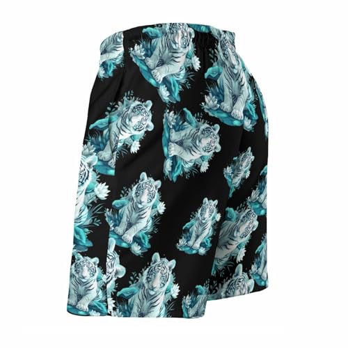 Cute White Tiger Men's Swim Trunks Quick Dry Beach Shorts Board Shorts Bathing Suits with Pockets4