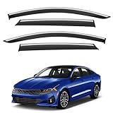 Vesul Window Deflector Compatible with Kia K5 K-5 GT line 2026 2025 2024 2023 2022 2021 Tape on Window Visor Shield Rain Guard 304 Stainless Steel Trim