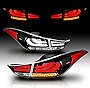 AmeriLite Black LED Bar Replacement Brake Taillights 4 Pcs Set For Hyundai Elantra - Passenger and Driver Side