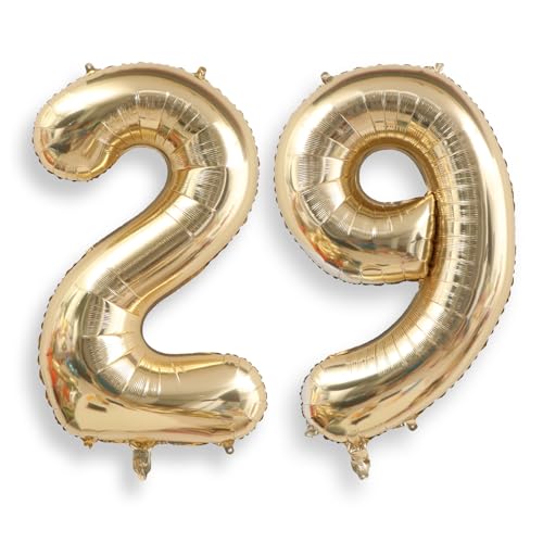 Image of AULE 40 Inch Large 29 Balloon Numbers Light Gold, Big Foil Number Balloons, Giant Helium 92 Happy Birthday Party Decorations for Man and Women, Huge Mylar Anniversary Party Supplies