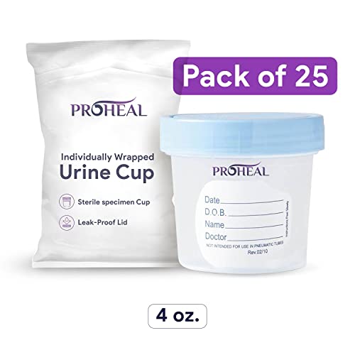 Sterile Urine Specimen Cups With Lids (25Pk) - 4 Oz. Sample Urine Cups For Specimen Collection - Individually Wrapped Urine Cups For Testing - Stool, Semen Analysis, And Pee Cup #TOP5