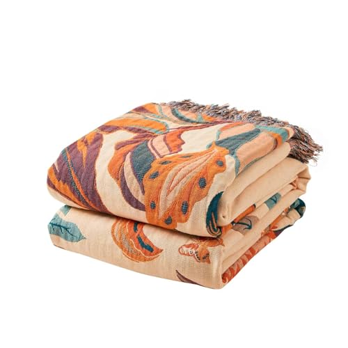 XIBLC Boho Throw Blanket for Bed, 100% Cotton Soft Rustic