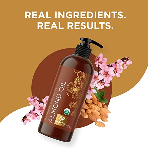 Usda Organic Sweet Almond Oil - Pure Cold Pressed Organic Almond Oil For Skin Hair And Nails - Moisturizing Organic Body Oil For Women And Men Plus Carrier Oil For Essential Oils Mixing 16Oz #TOP5