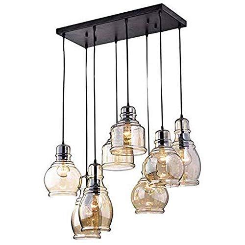 Lustre vintage 8 lumières en verre réglable pour cuisine et salle à manger