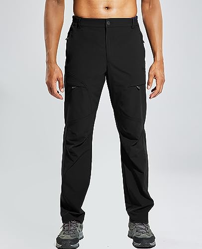 Haimont Wanderhose Outdoor Hosen für Herren 4-Wege-Stretch Cargohose mit 6 Reißverschlusstasche, Schwarz, XXL