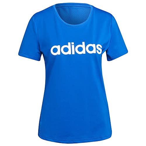 Adidas W D2m lo Tee Maglietta, Blu/Bianco