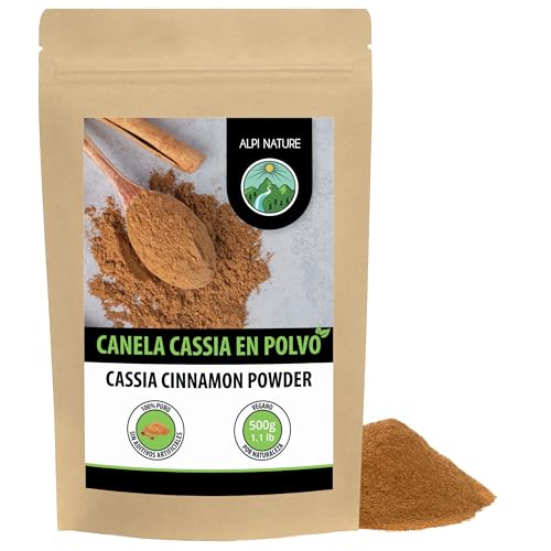 Alpi Nature Canela en Polvo 500g, Palitos de Corteza de Casia Molida para Cocinar y Hornear