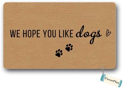 Doormat We Hope You Like Dogs Entrance Outdoor/Indoor Non Slip Decor Funny Floor Door Mat Area Rug for Entrance 18x30 inch