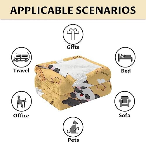 Panda Blanket Gifts - 40"x50" Cute Throw Blanket for Kids, Adults - Yellow Soft Fuzzy Blankets for Couch & Sofa